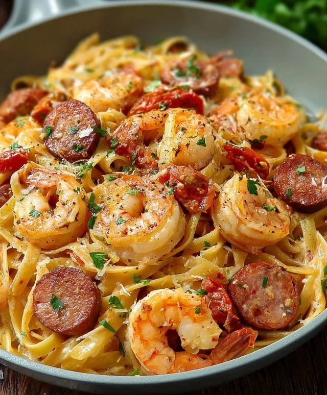 Creamy Cajun Shrimp Pasta with Sausage