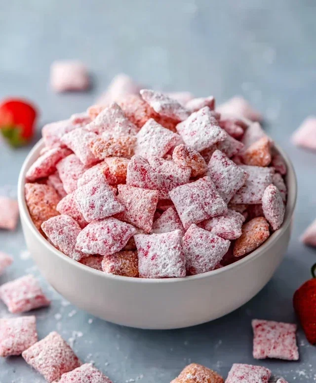 Easy Strawberry Shortcake Puppy Chow