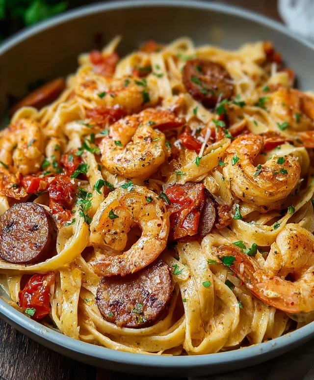 Creamy Cajun Shrimp Pasta with Sausage