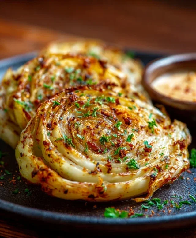 Oven Roasted Garlic Cabbage Steaks