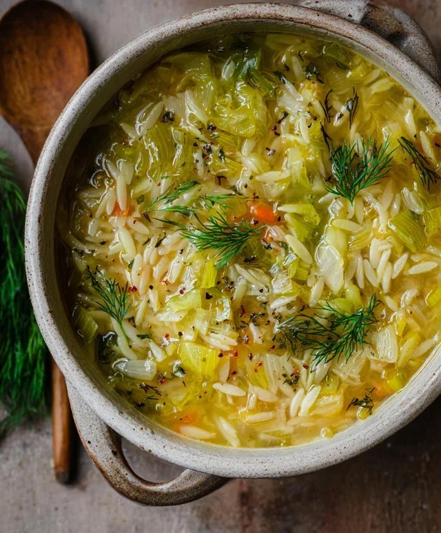 Orzo Leek and Dill Soup