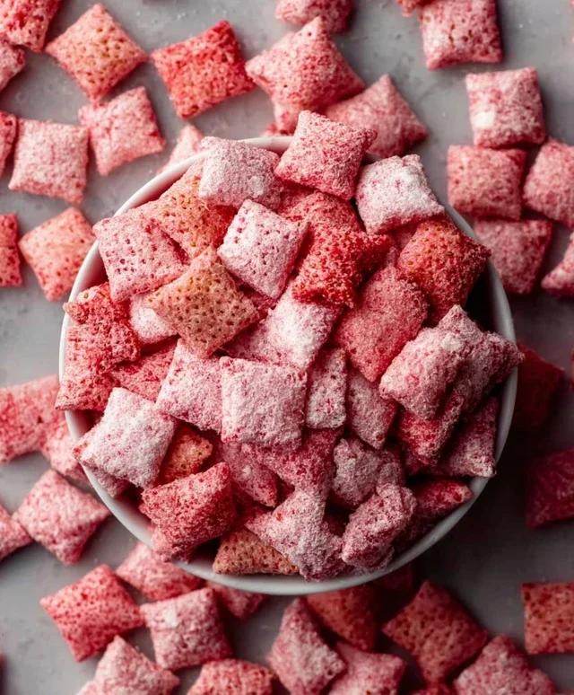 Easy Strawberry Shortcake Puppy Chow