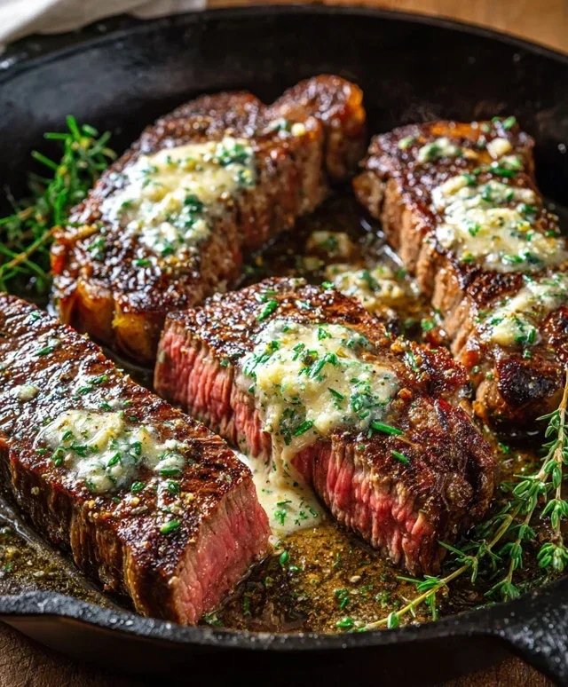 Garlic Butter Steak With Parmesan Cream Sauce