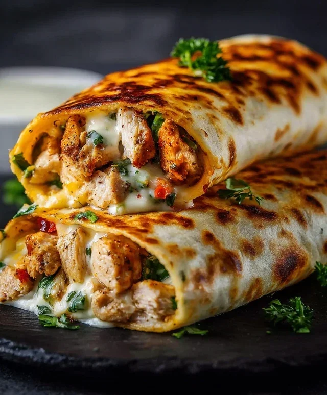 Low Carb Cheesy Garlic Chicken Wraps