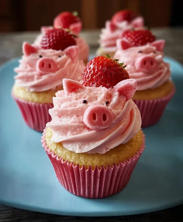 Strawberry Piggy Cupcakes