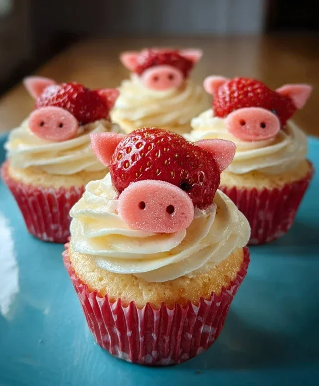 Strawberry Piggy Cupcakes