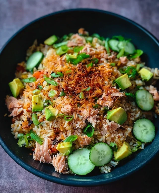 Tuna Avocado Crispy Rice Salad