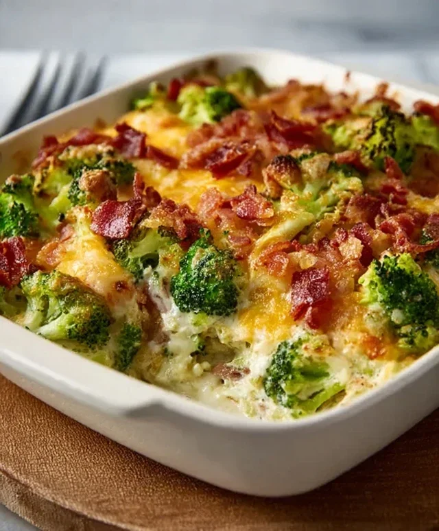 Creamy Low Carb Chicken Casserole with Broccoli and Beef Beef Bacon