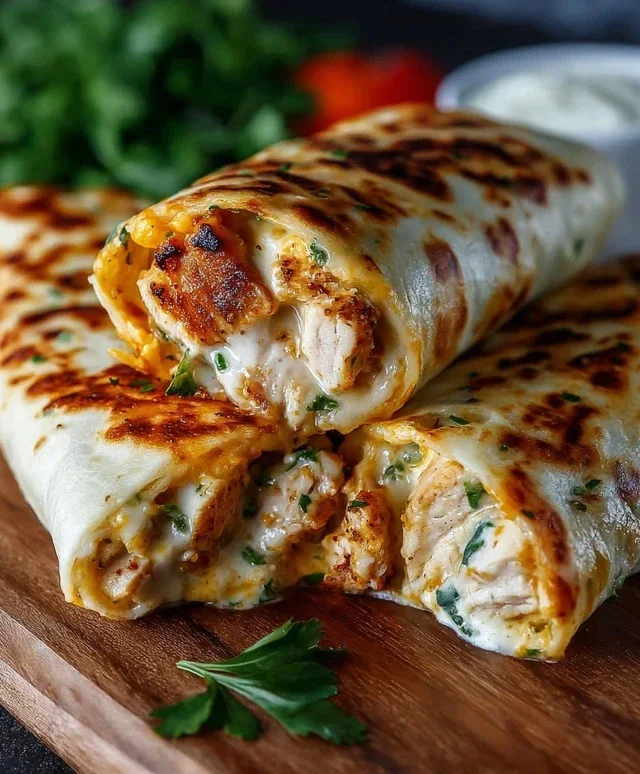 Low Carb Cheesy Garlic Chicken Wraps