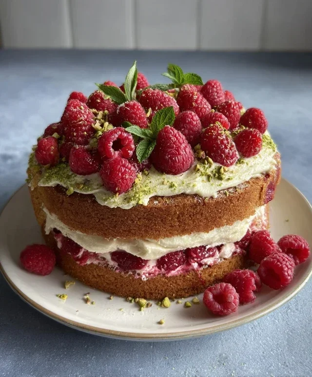 Pistachio Raspberry Cake
