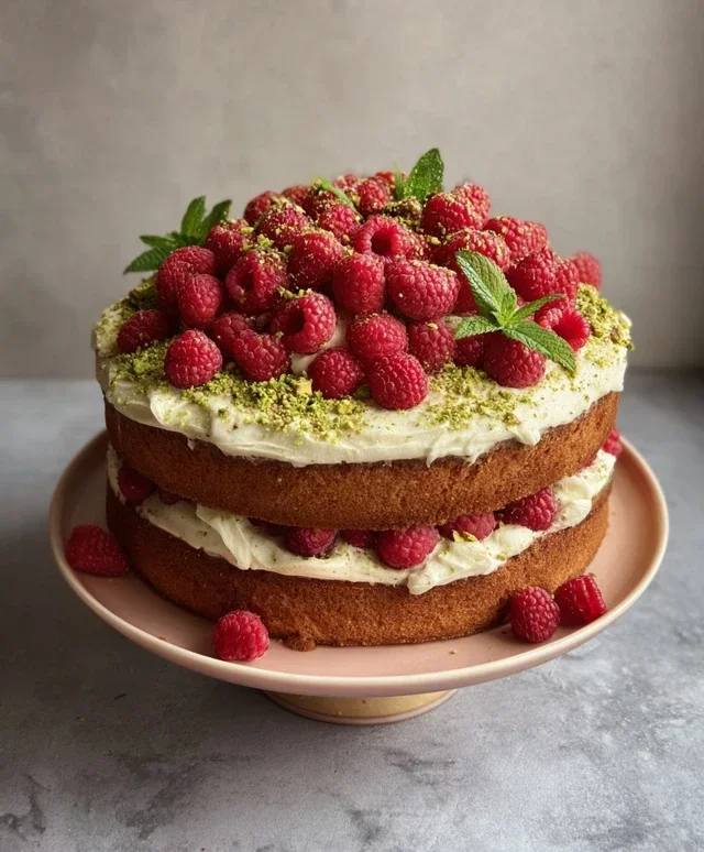 Pistachio Raspberry Cake