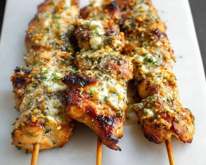 Garlic Parmesan Chicken Skewers