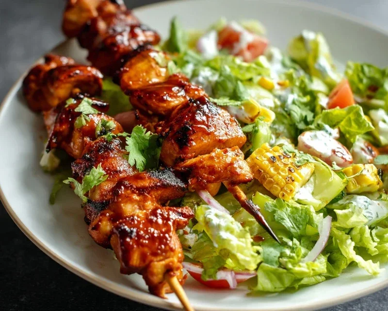 BBQ Chicken Skewer Salad