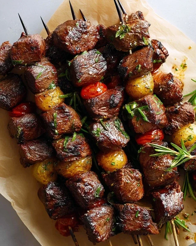 Rosemary Garlic Steak Kebabs