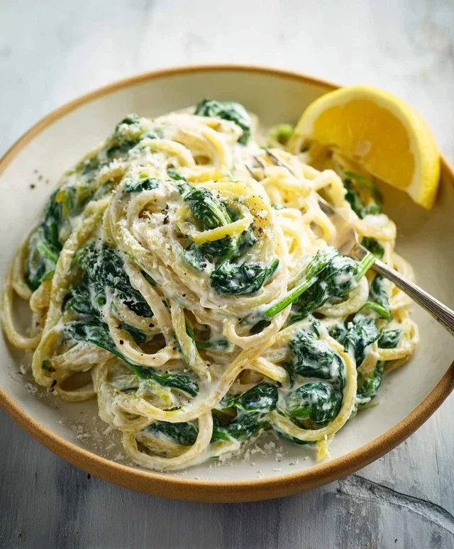 Lemon ricotta pasta & spinach