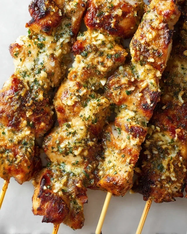Garlic Parmesan Chicken Skewers