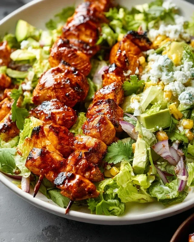 BBQ Chicken Skewer Salad