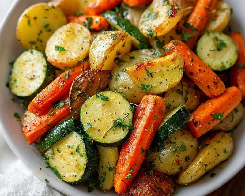 Garlic Herb Roasted Potatoes Carrots and Zucchini