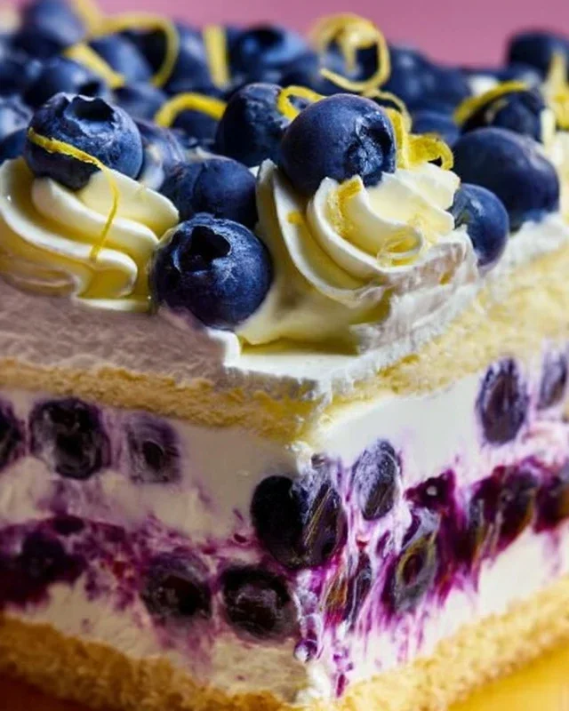 No-Bake Lemon dazzling Blueberry cream Cake