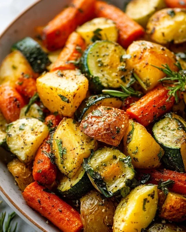 Garlic Herb Roasted Potatoes Carrots and Zucchini