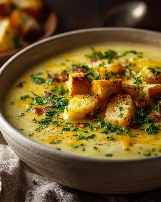 Hearty Cheddar Garlic Herb Potato Soup Recipe