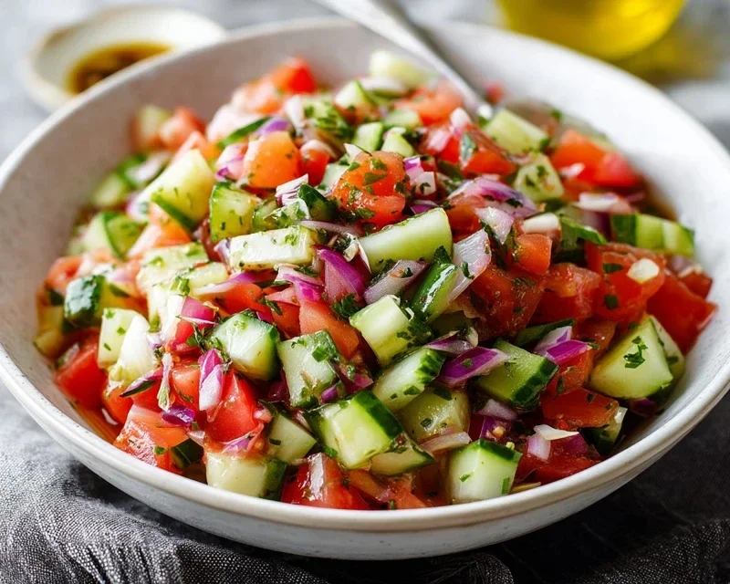 Mediterranean Salad with Cucumber, Tomato and Onion