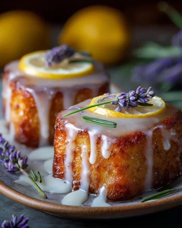 Mini Lemon Cakes With Lavender Glaze