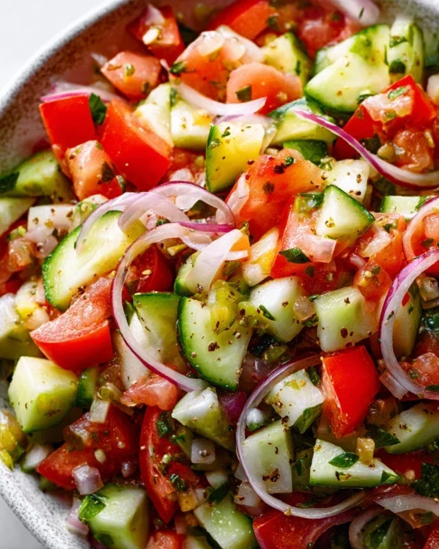 Mediterranean Salad with Cucumber, Tomato and Onion