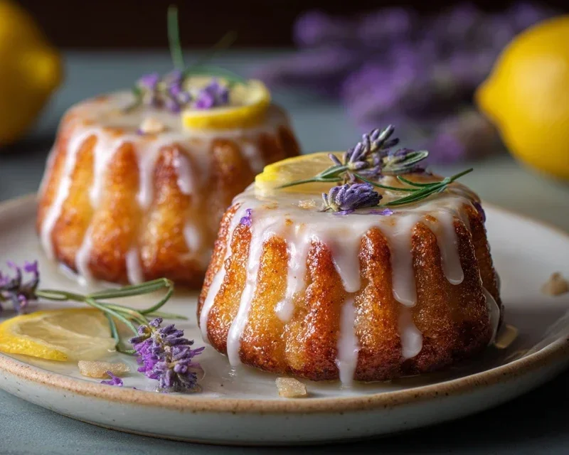 Mini Lemon Cakes With Lavender Glaze