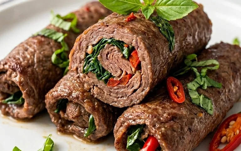 Thai Basil Beef Rolls