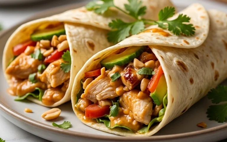 Thai Peanut Chicken Wraps