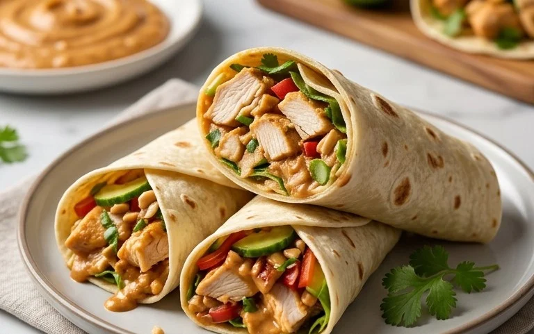 Thai Peanut Chicken Wraps