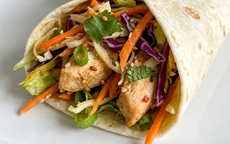 Thai Chicken Wrap with Crunchy Asian Slaw