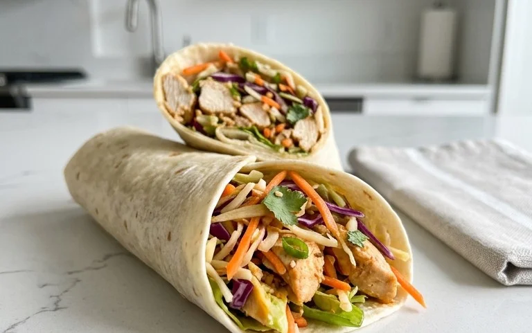 Thai Chicken Wrap with Crunchy Asian Slaw