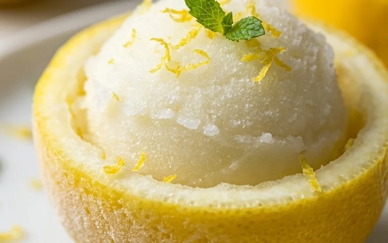 Sorbetto di Limone Dressed Up in a Frozen Lemon Shell