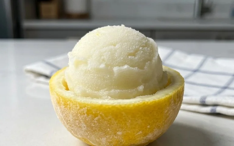 Sorbetto di Limone Dressed Up in a Frozen Lemon Shell