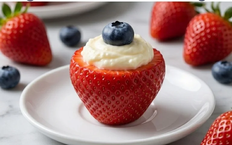 Red, White, and Blue Cheesecake Strawberries