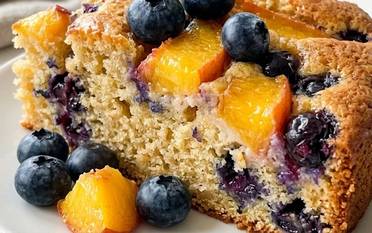 Peach and Blueberry Greek Yogurt Cake