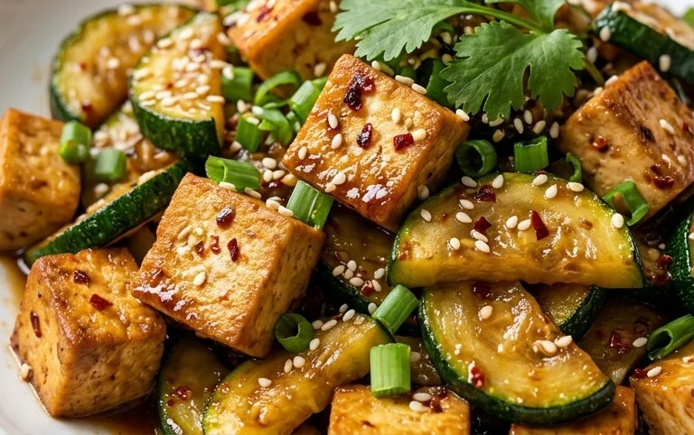 Zucchini Stir Fry With Tofu (Vegan)