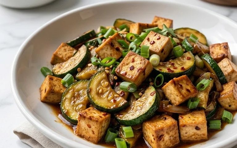 Zucchini Stir Fry With Tofu (Vegan)