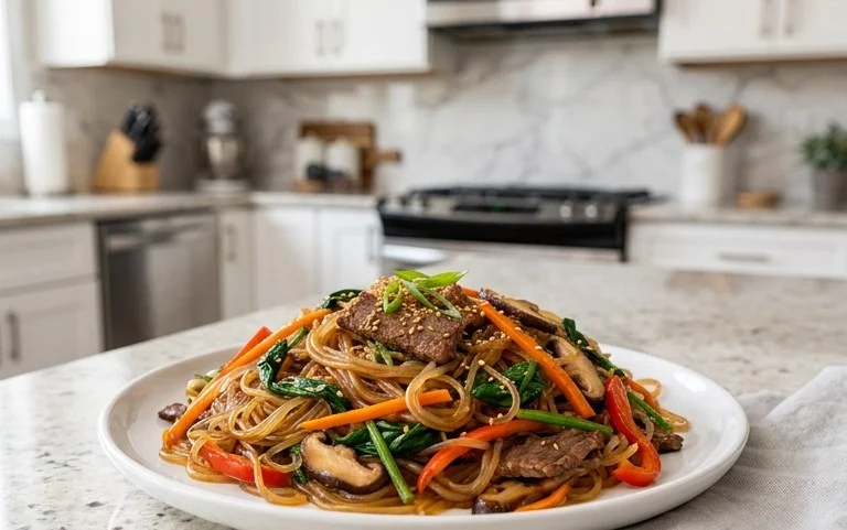 Japchae (Korean Glass Noodle Stir Fry)