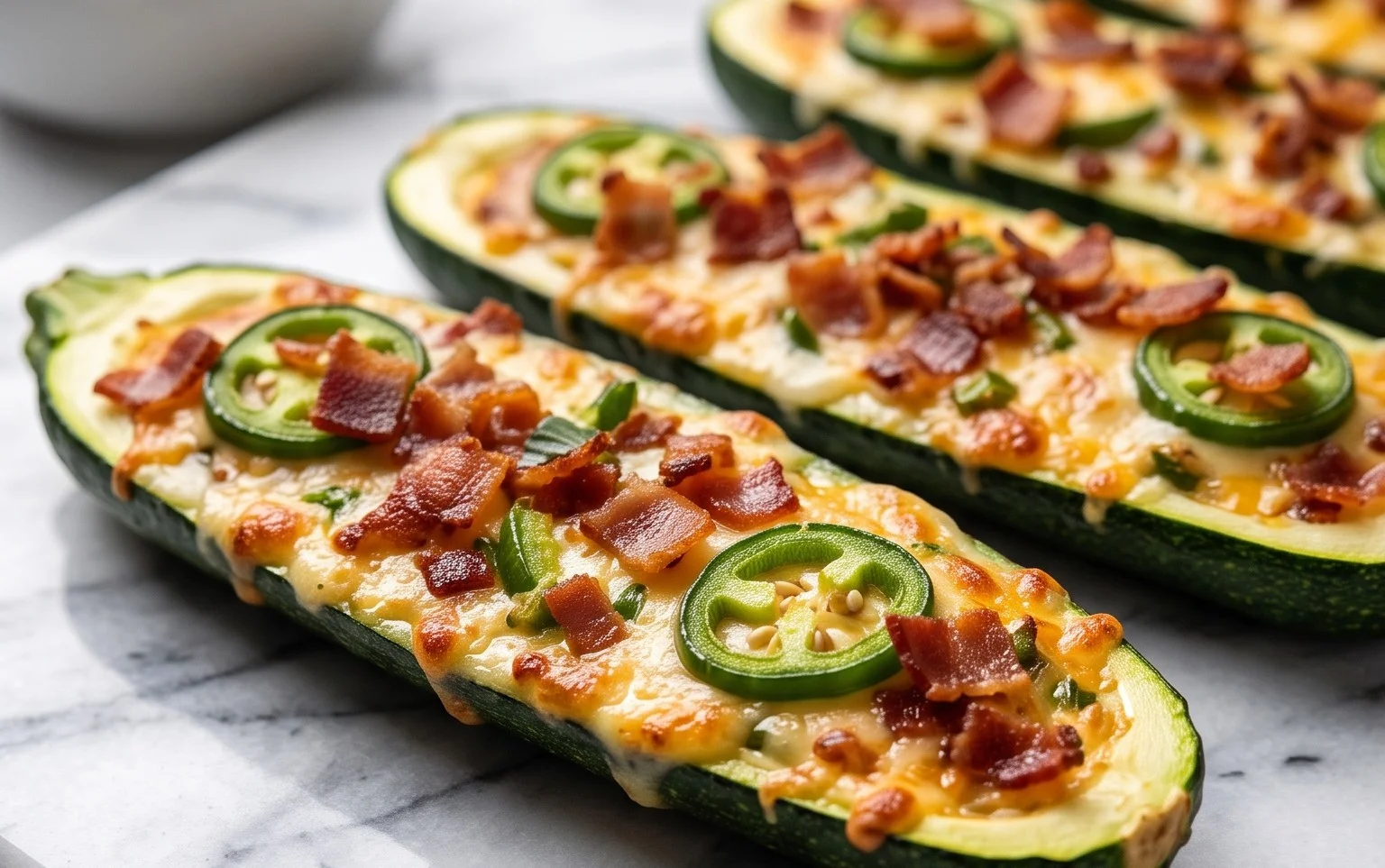 Jalapeno Popper Zucchini Boats