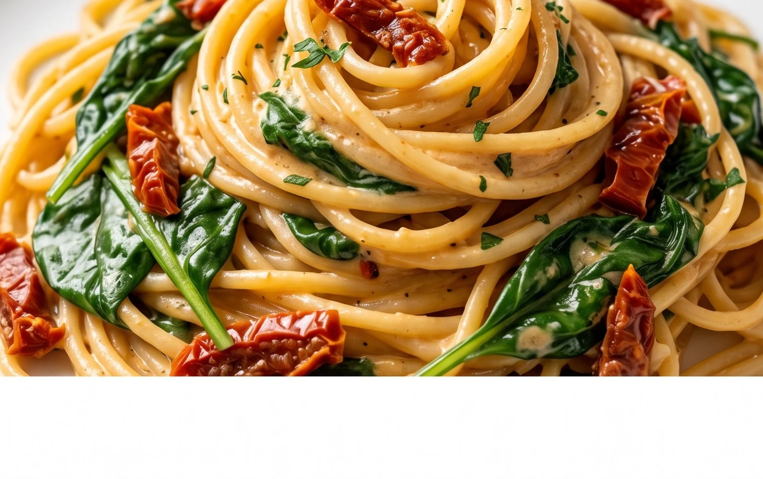 Spaghetti & Spinach with Sun-Dried Tomato Cream Sauce