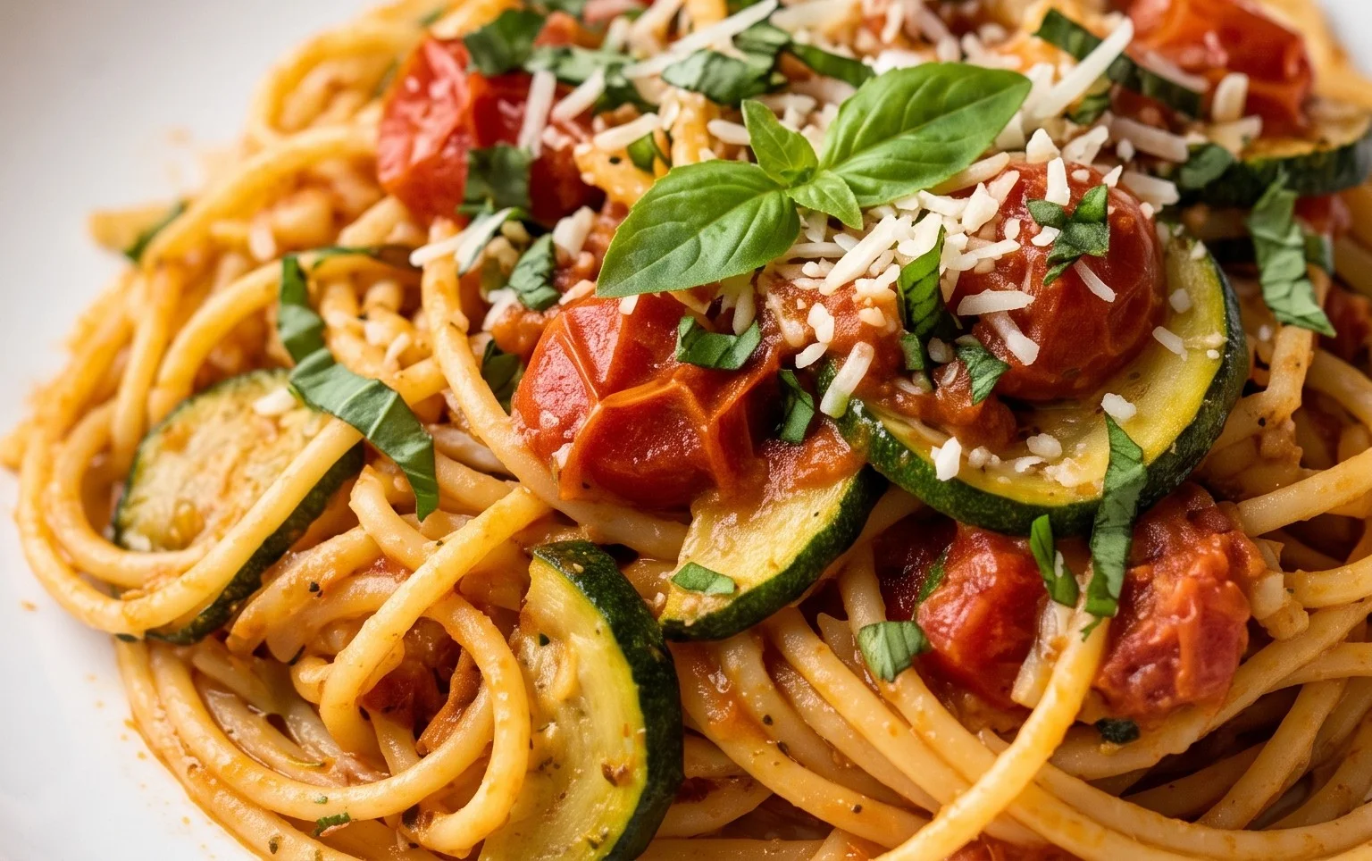 Healthy Tomato Zucchini Pasta