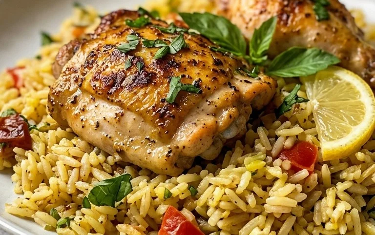 Greek Chicken and Lemon Rice (30 Minutes, One-Pot)