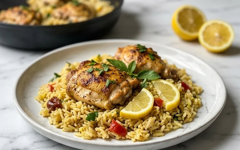 Greek Chicken and Lemon Rice (30 Minutes, One-Pot)