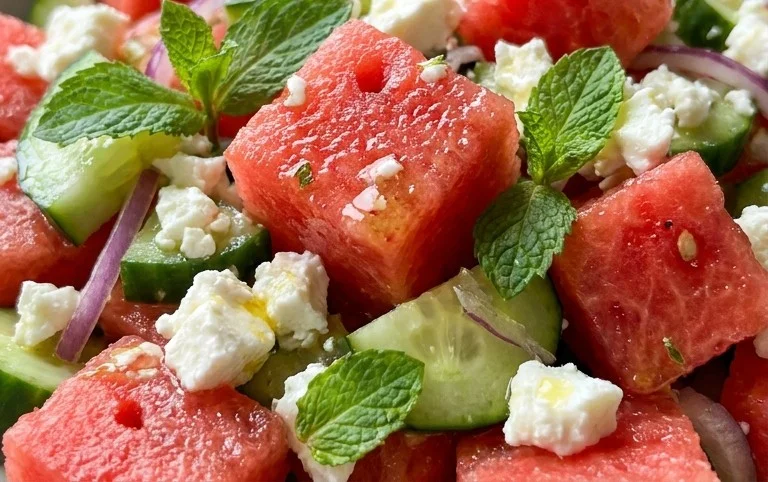 Watermelon Salad with Cucumber and Feta