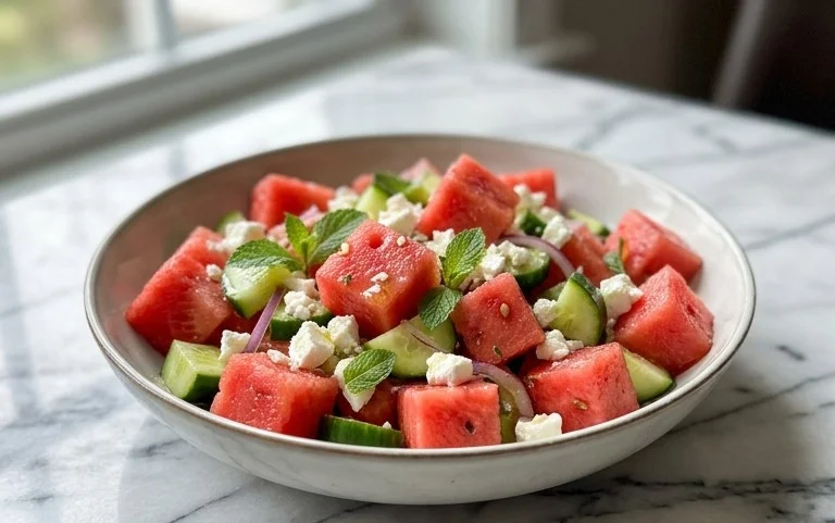 Watermelon Salad with Cucumber and Feta