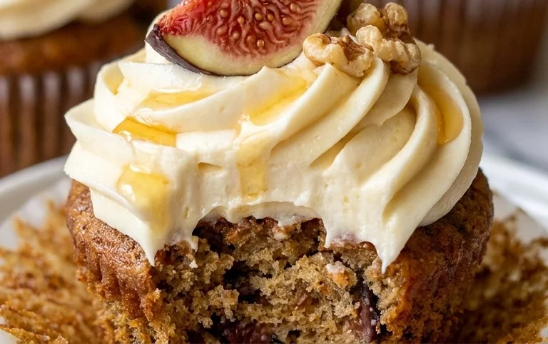 Fig Cupcakes with Honey Cream Cheese Frosting