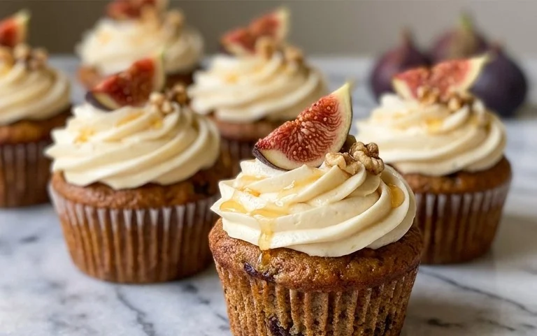 Fig Cupcakes with Honey Cream Cheese Frosting